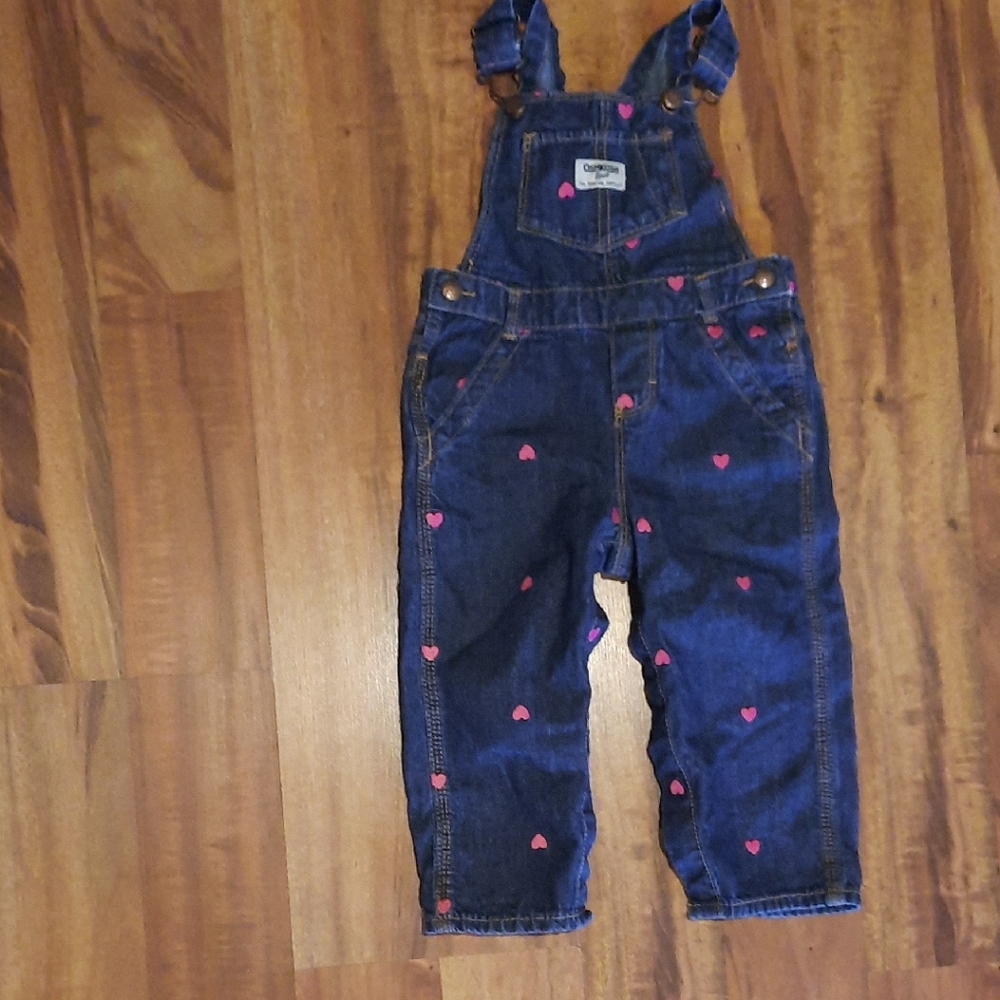 OshKosh B'gosh Blue Overalls with Pink Hearts